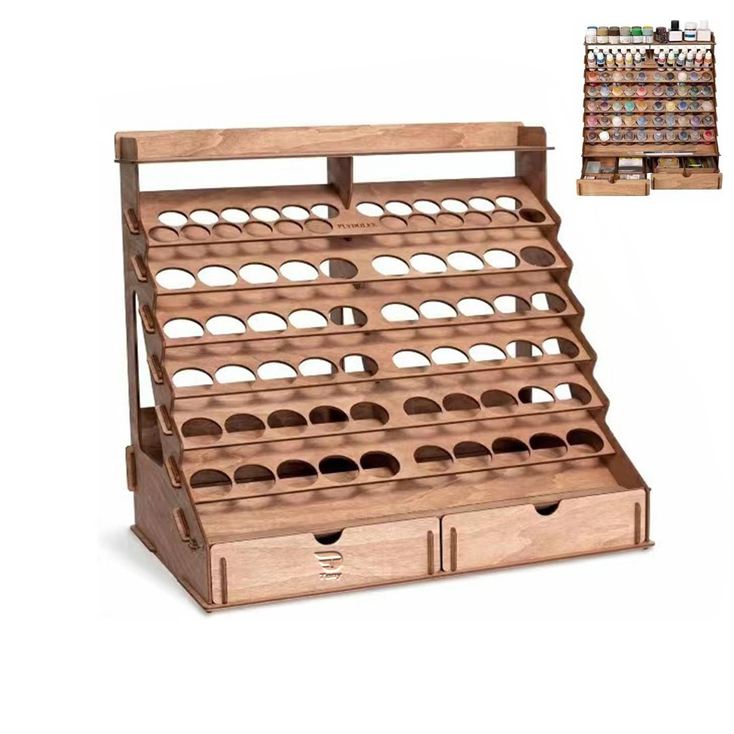 74Holes Vintage Wooden Paint Organizer 5