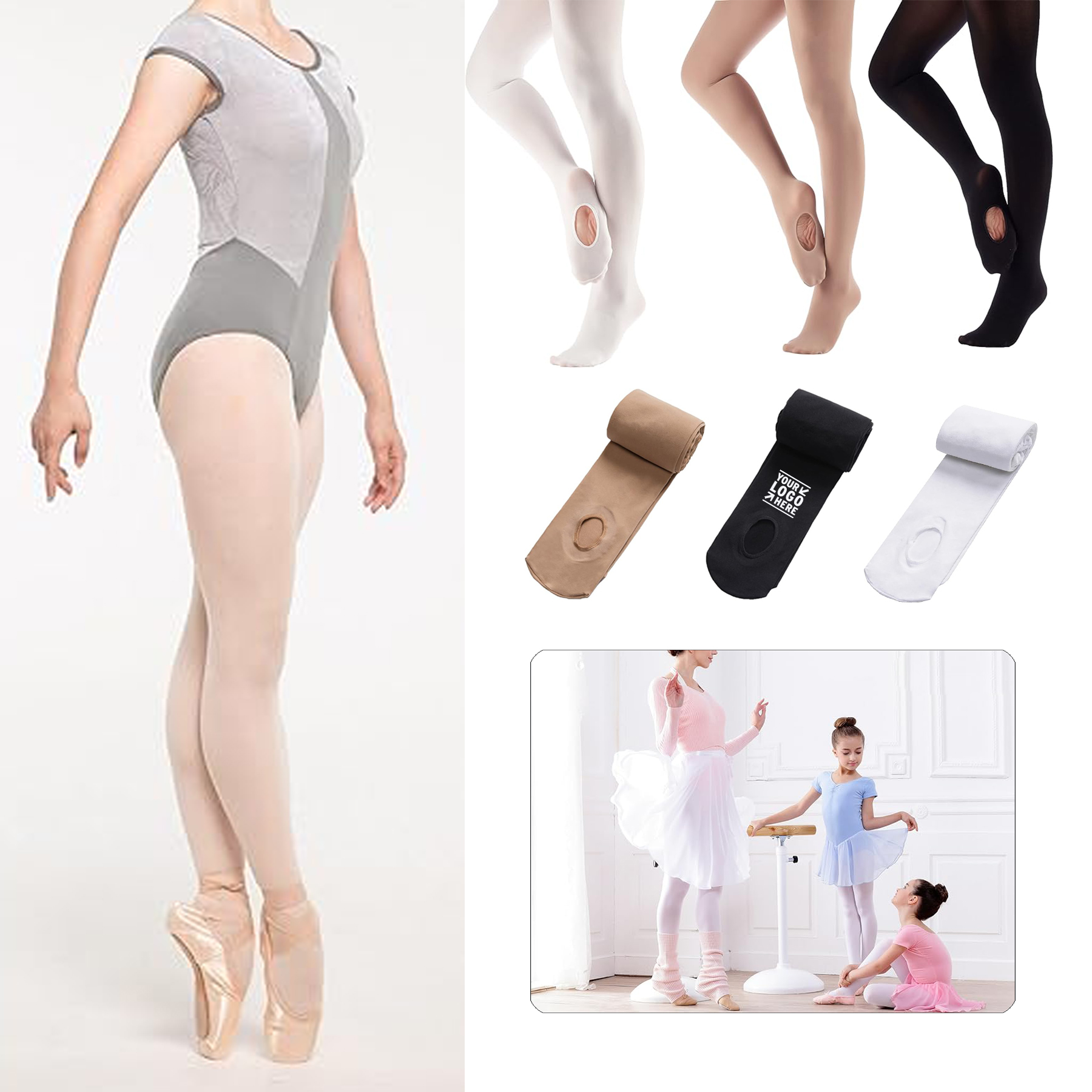 Girls Women Ballet Tights Ultra Soft Convertible Transition Tights Dance Leggings  2