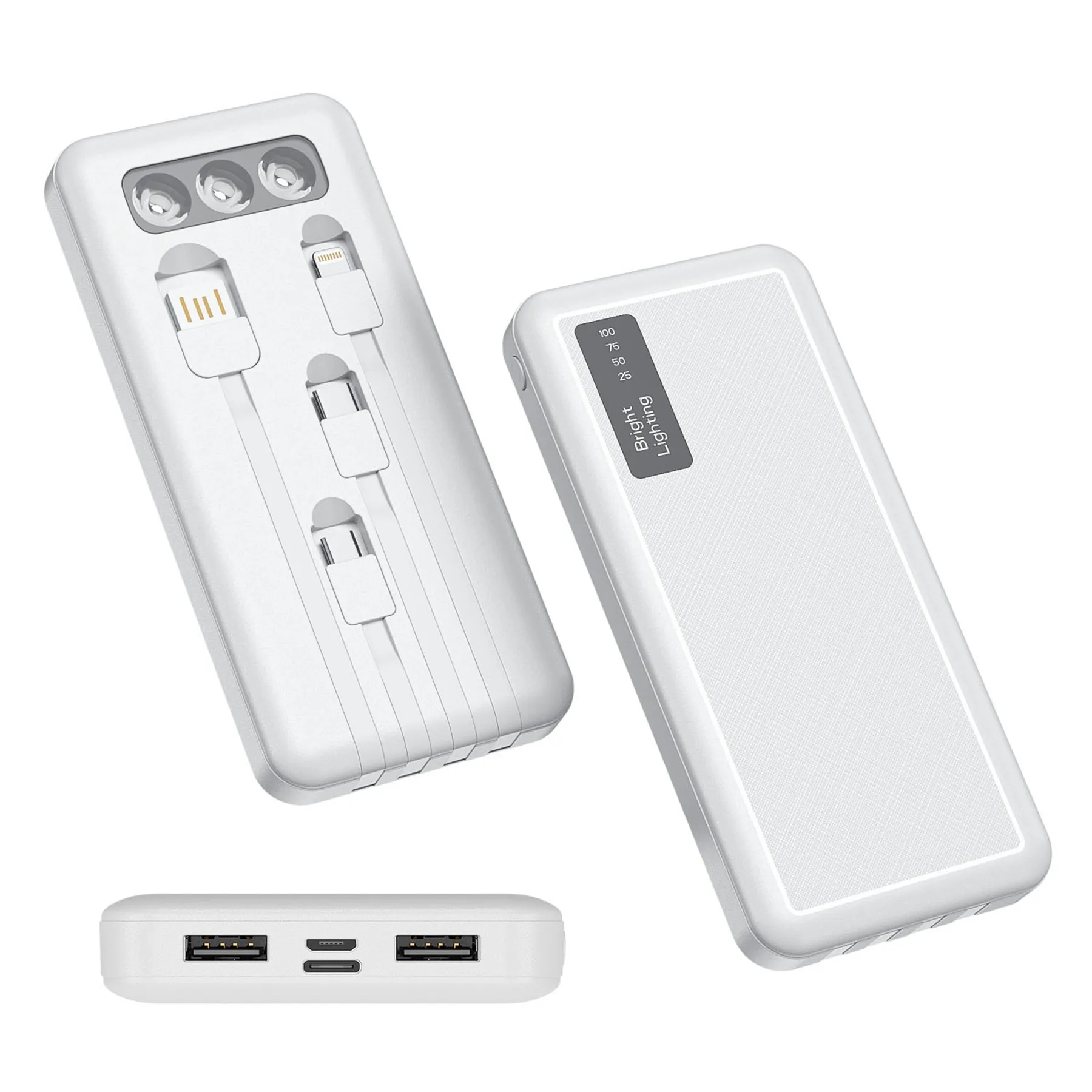 10000 mAh Power Bank 4 in 1 Built in Cables with LED Light 3