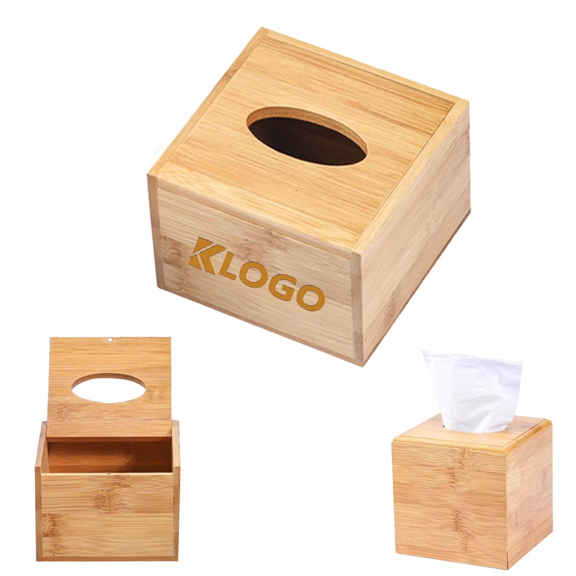 4.53" Bamboo Tissue Box Cover Square 2