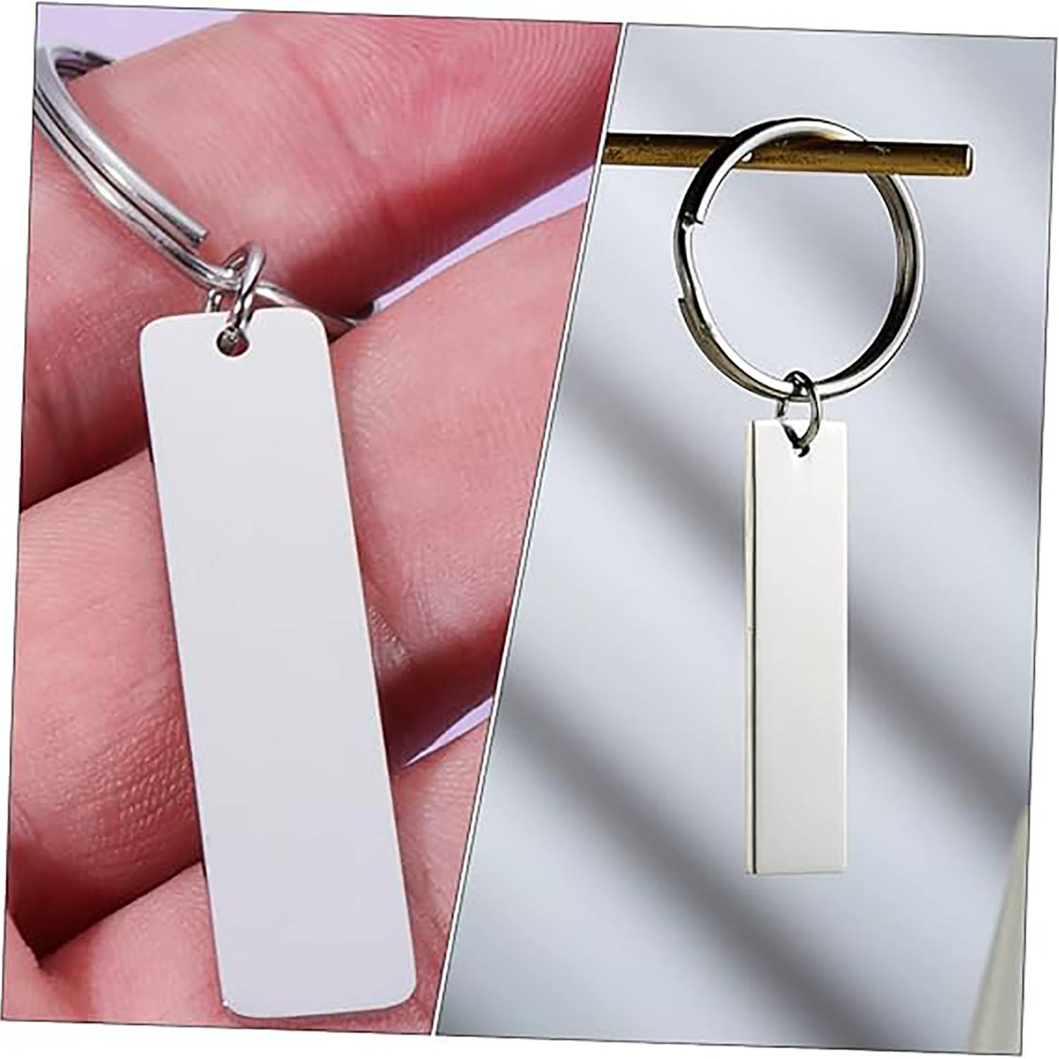 Rectangular Stainless Steel Tag Keychain 7