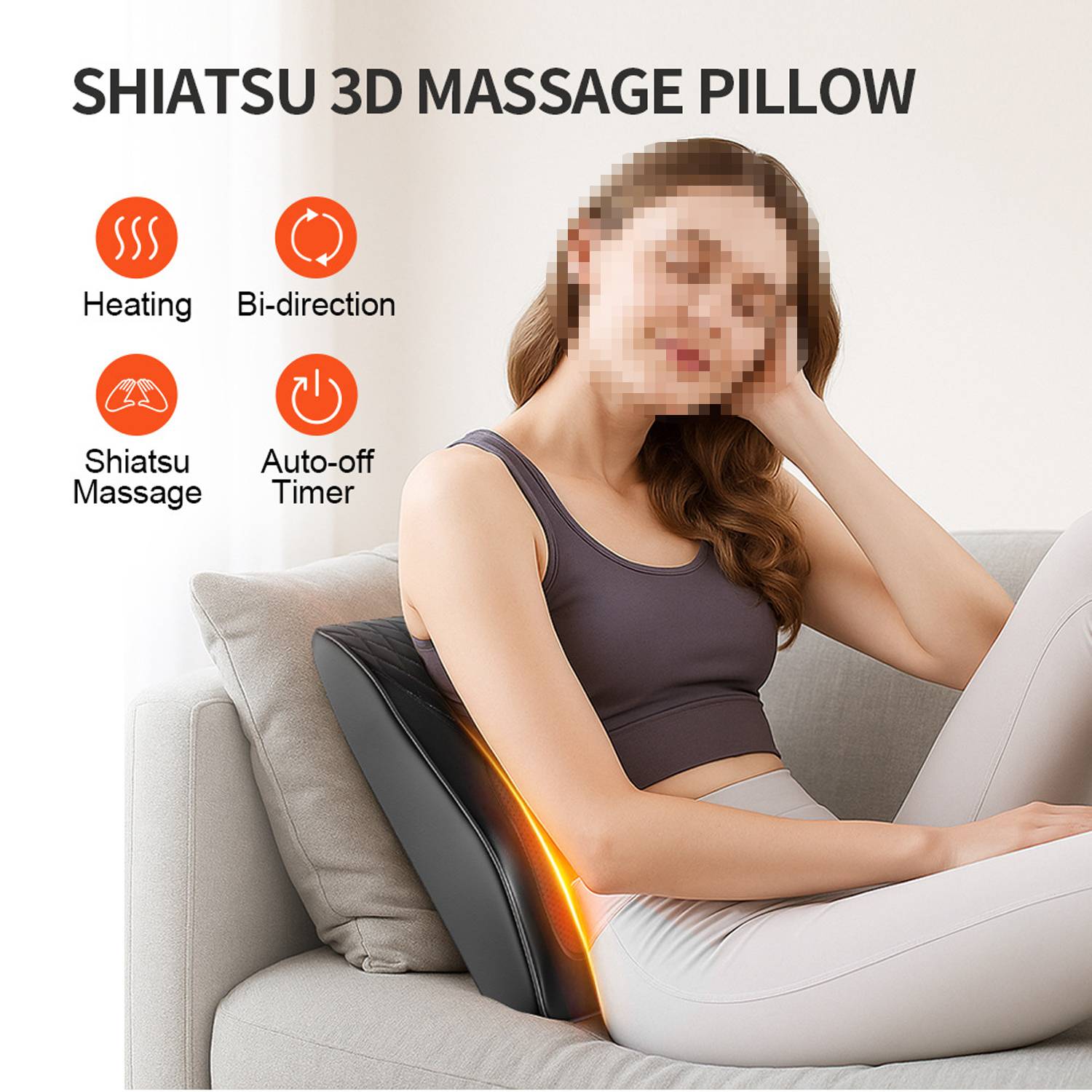 PU leather Multi-Function Neck Back Electric Massage Pillow 5