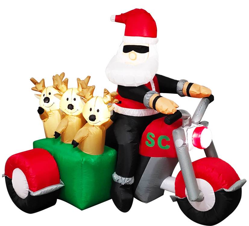 Christmas Inflatable Santa Claus and Three Reindeer on Motor 8
