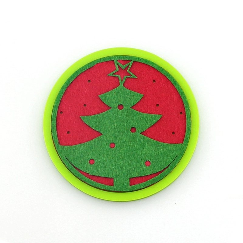 Christmas Round Silicone Coaster Set 8