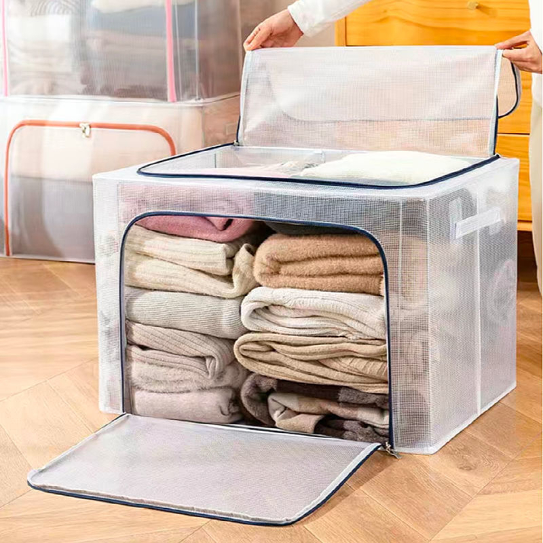Steel Frame Clothing Bath Towels Organizer Box 1