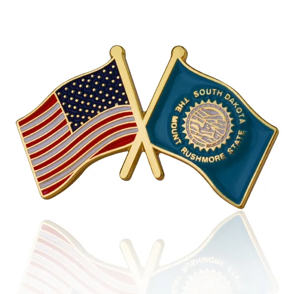 Stock Crossed Flag Pin (USA & USA) 7