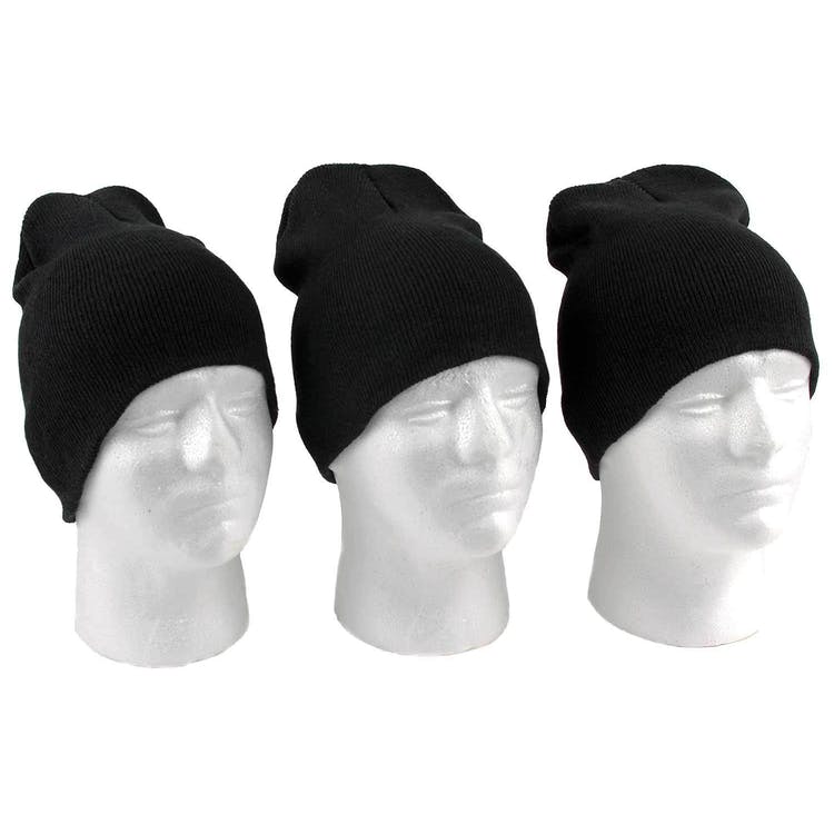 Adults' Knit Beanie Hats - Black 1