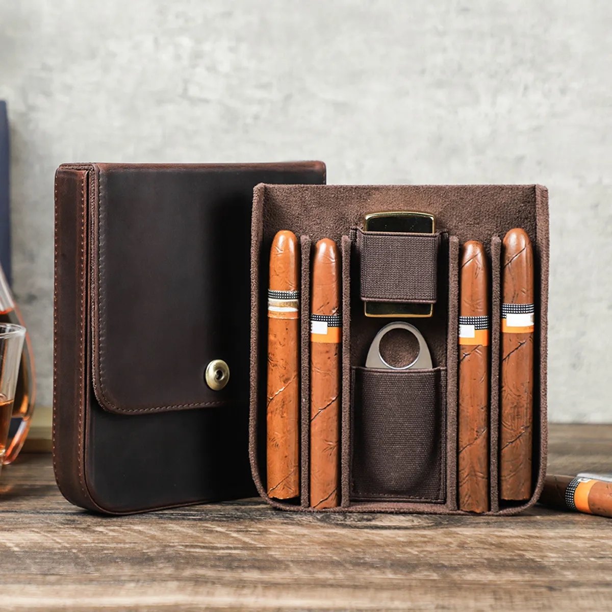 Box Pen Storage Small Case Delicate Organizer Leather 4