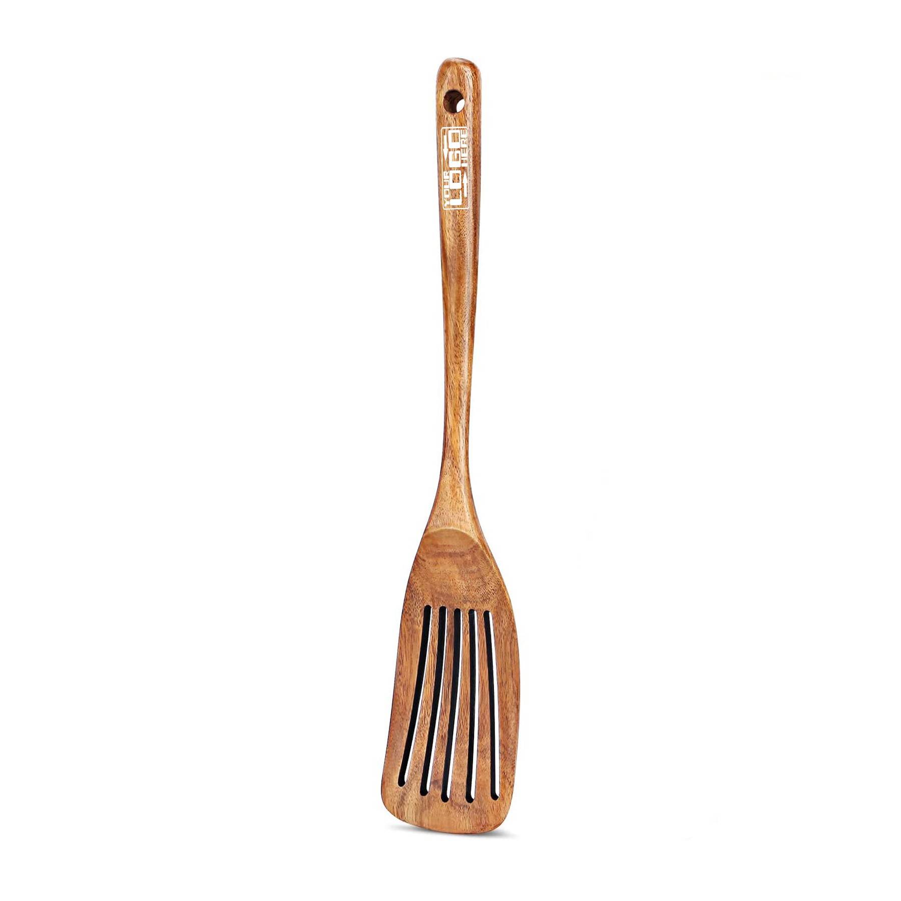 Long Handle Wooden Slotted Turner 2