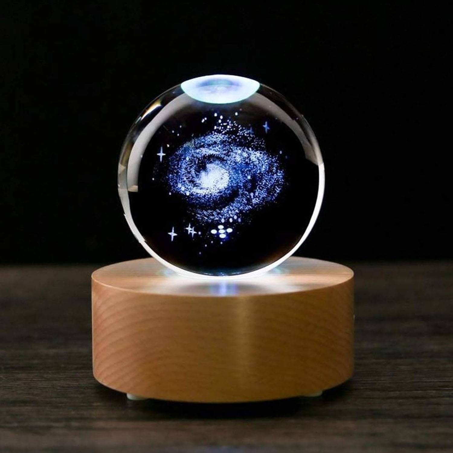 Bluetooth-Enabled Crystal Night Light with Solid Wood Base 7