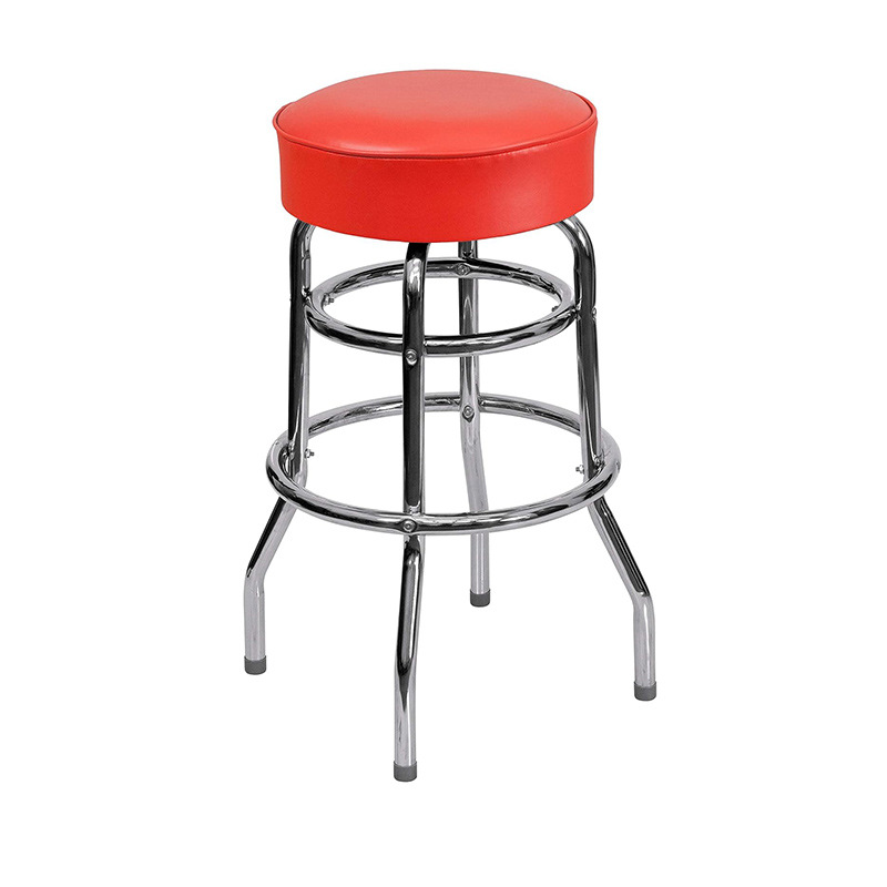 High Quality Padded Swivel Bar Stool Chrome Base 4