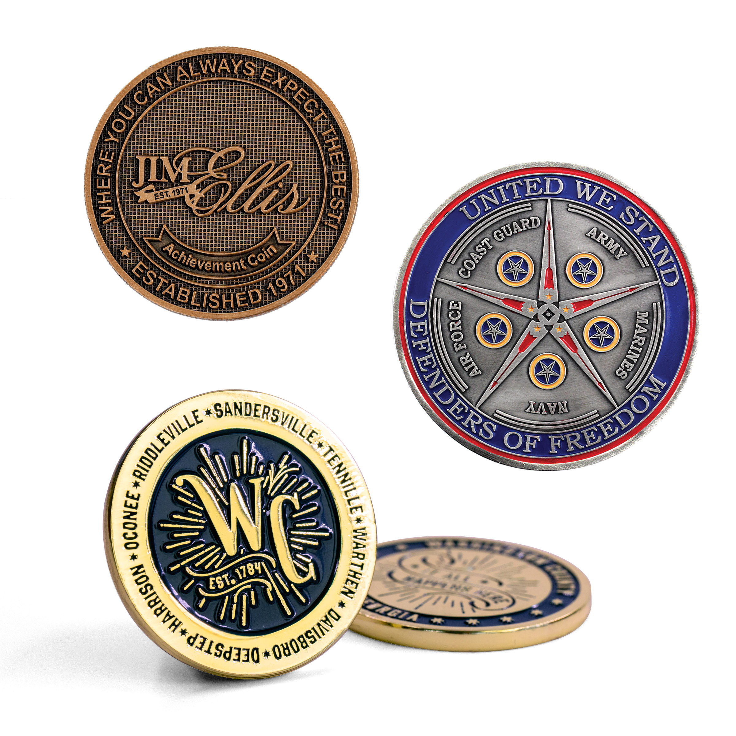 Die Struck Brass Challenge Coins (1-3/4") 6
