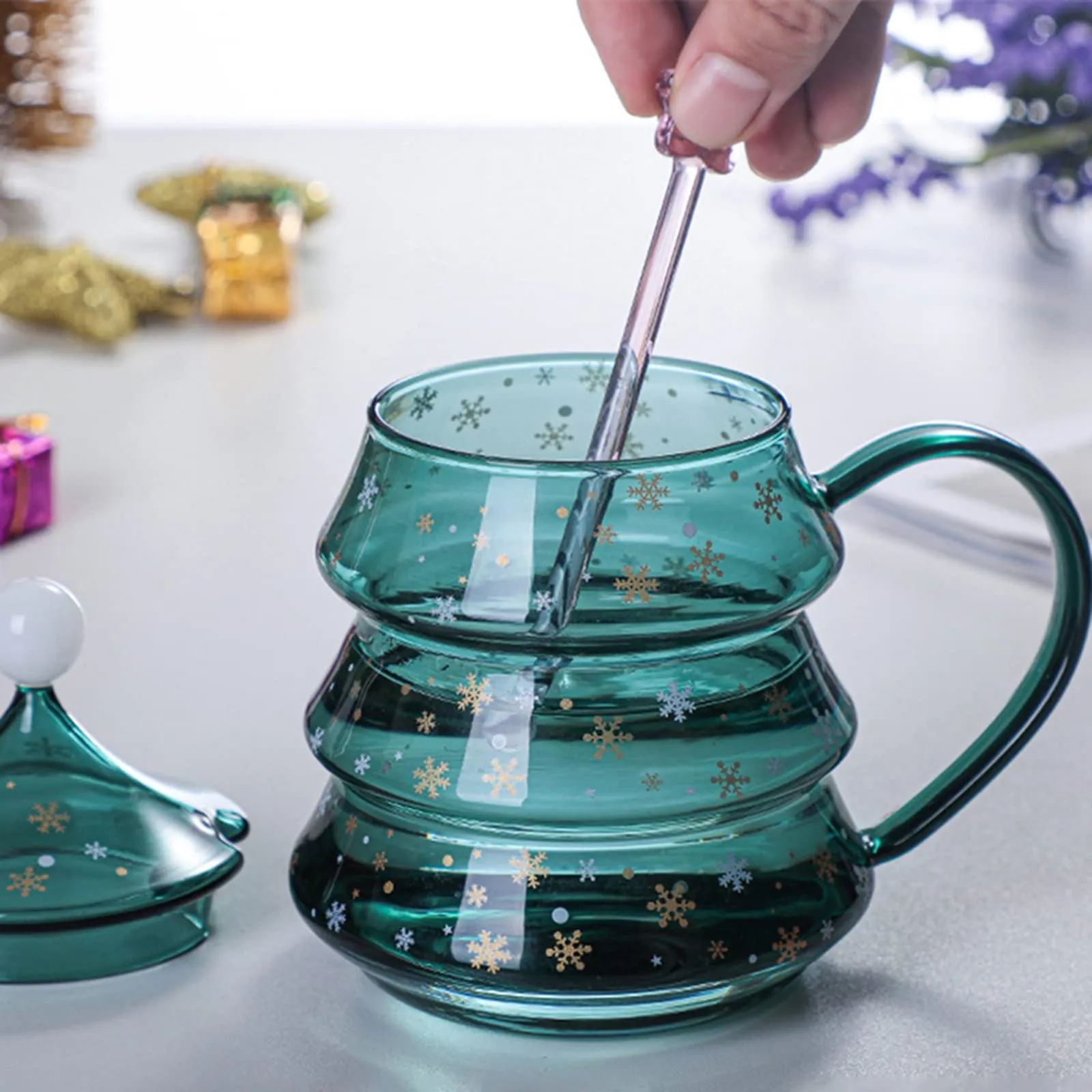 Christmas Tree Glass Coffee Mug 3
