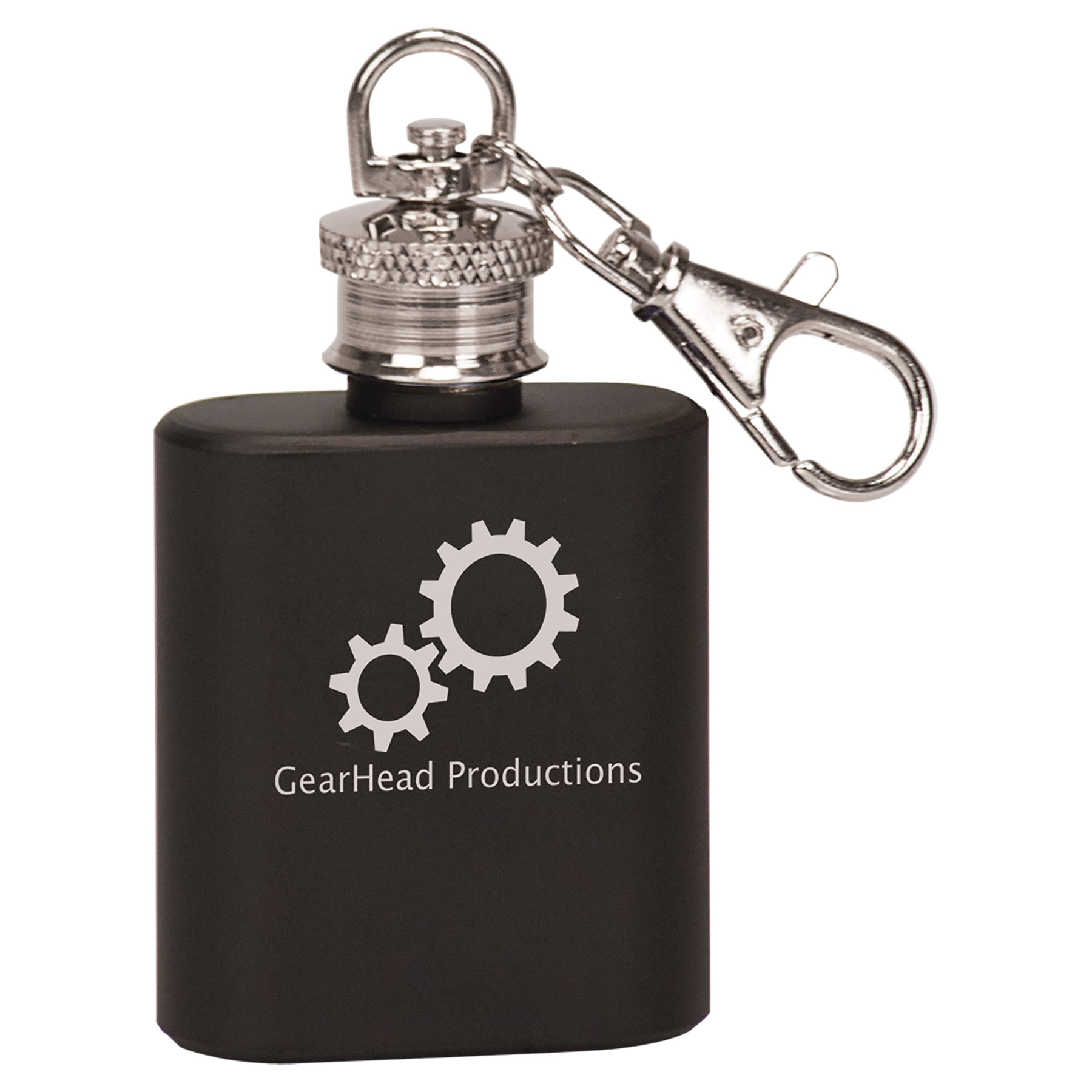 1oz Black Stainless Steel Flask Keychain