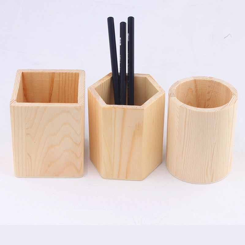 Pine Wood Desk Pen Pencil Holder 2