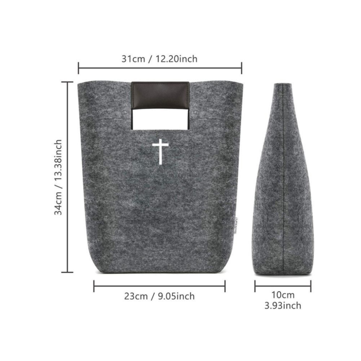 Carved Cross Felt Bible Church Outdoor User Thick Tote Bag 11