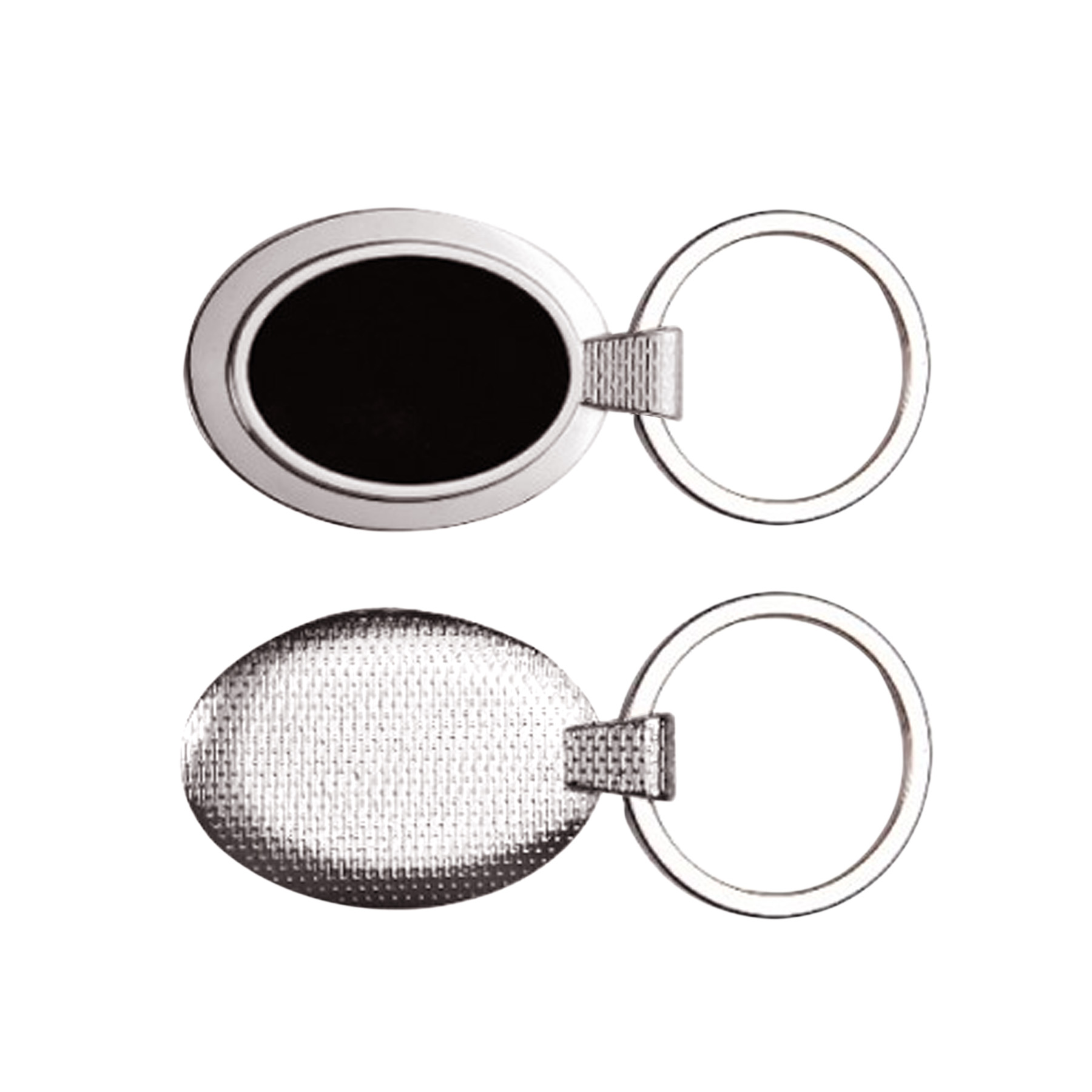 OVAL METAL KEY CHAIN W/ DARK REFLECTIVE CENTER 4
