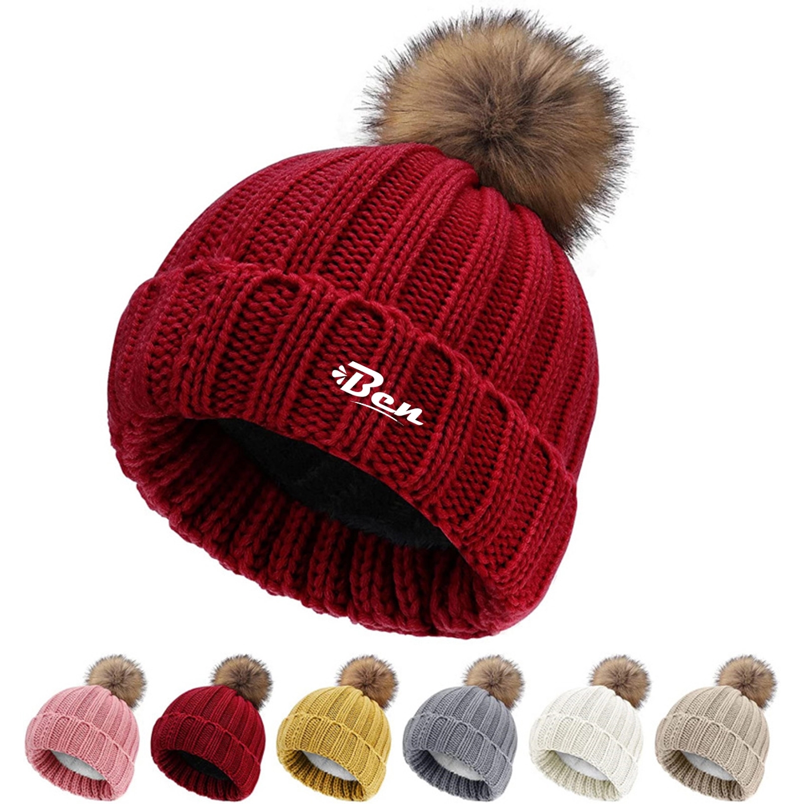 Custom Thick Knitted Multiple Color Blend Beanie Winter Hat 1