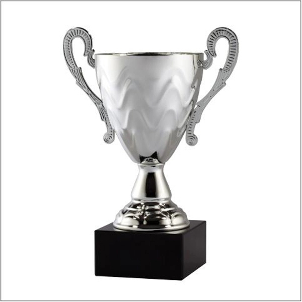 17.25" Silver Metal Cup On Genuine Black Marble Base 2