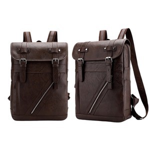Large Capacity PU Leather Travel Laptop Backpack 12