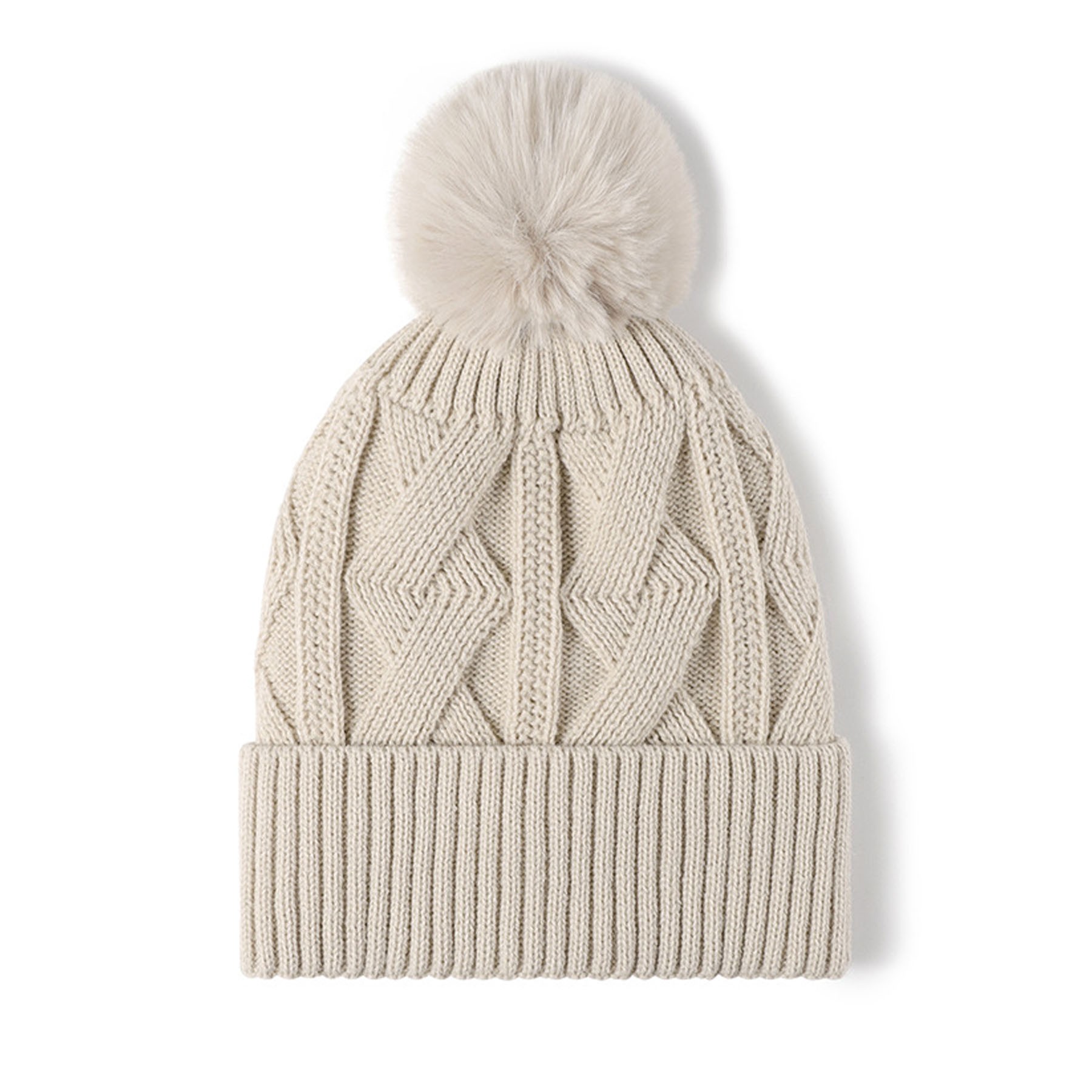Thick Knitted Hat With Pom 7