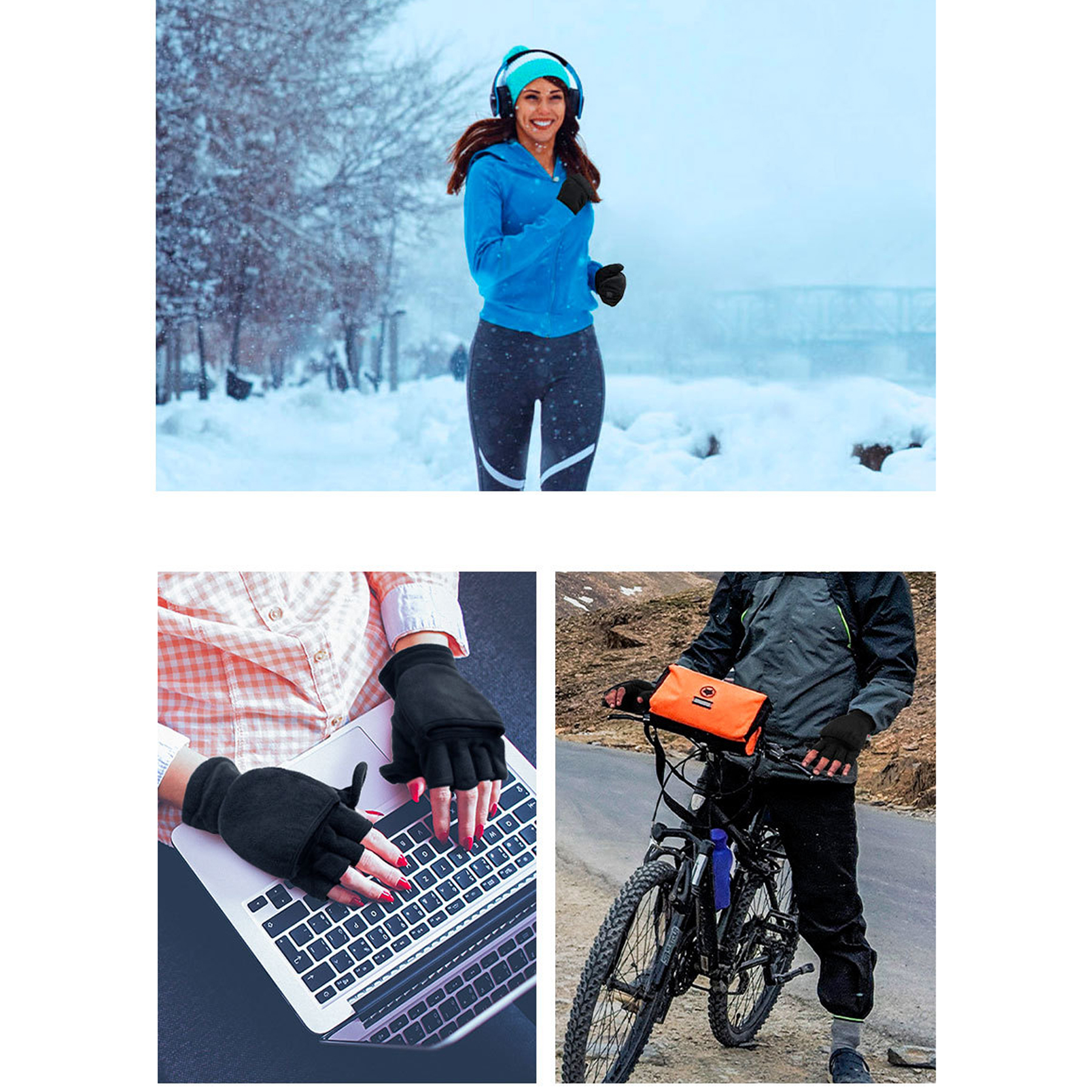 Winter Convertible Flip Top Warm Polar Fleece Gloves 7