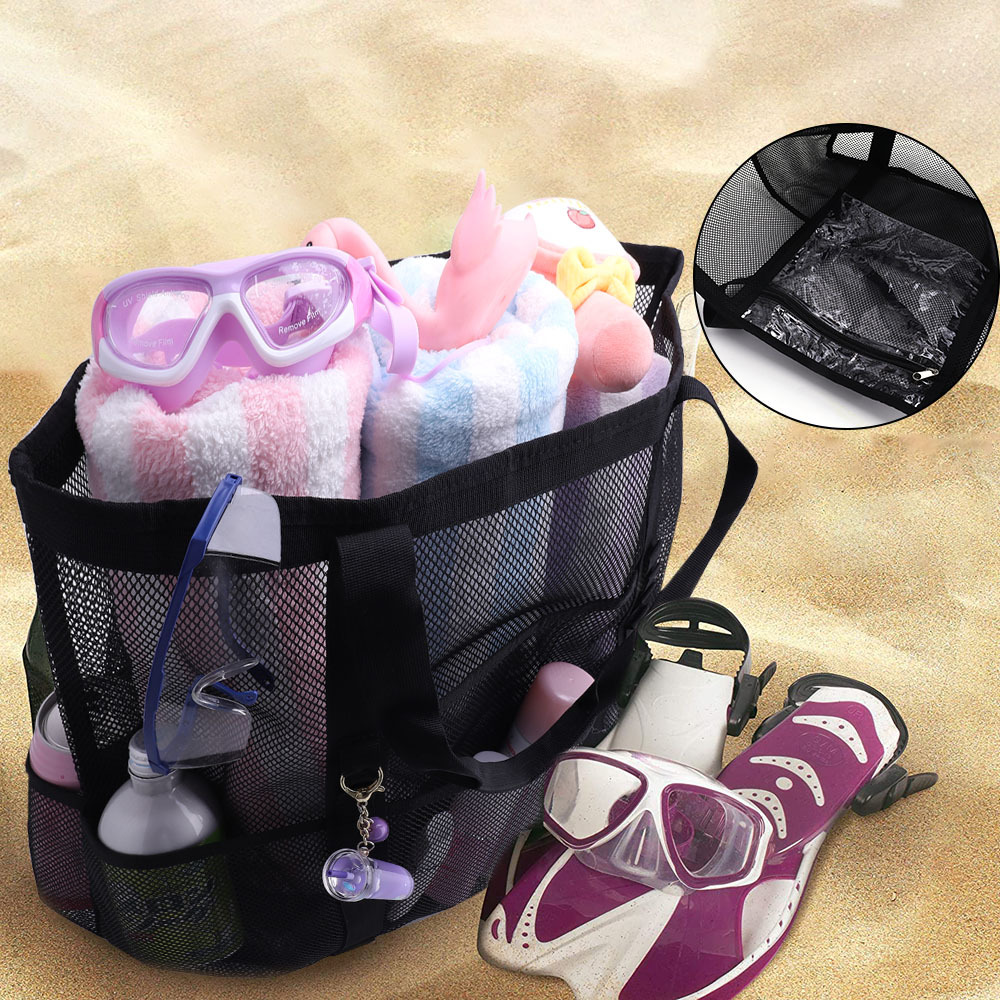 Large Beach Tote with Zipper Pocket, custom tote bag with logo imprint 18