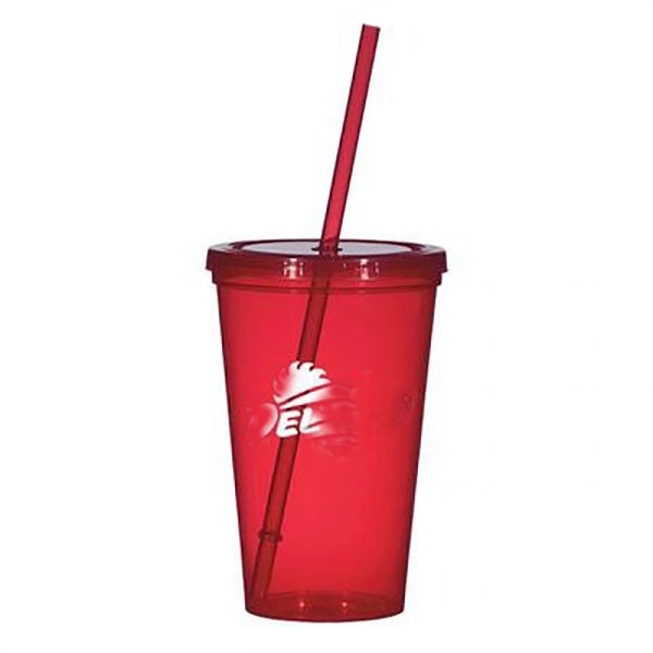 16 oz. Double Wall Acrylic Tumbler With Straw 3