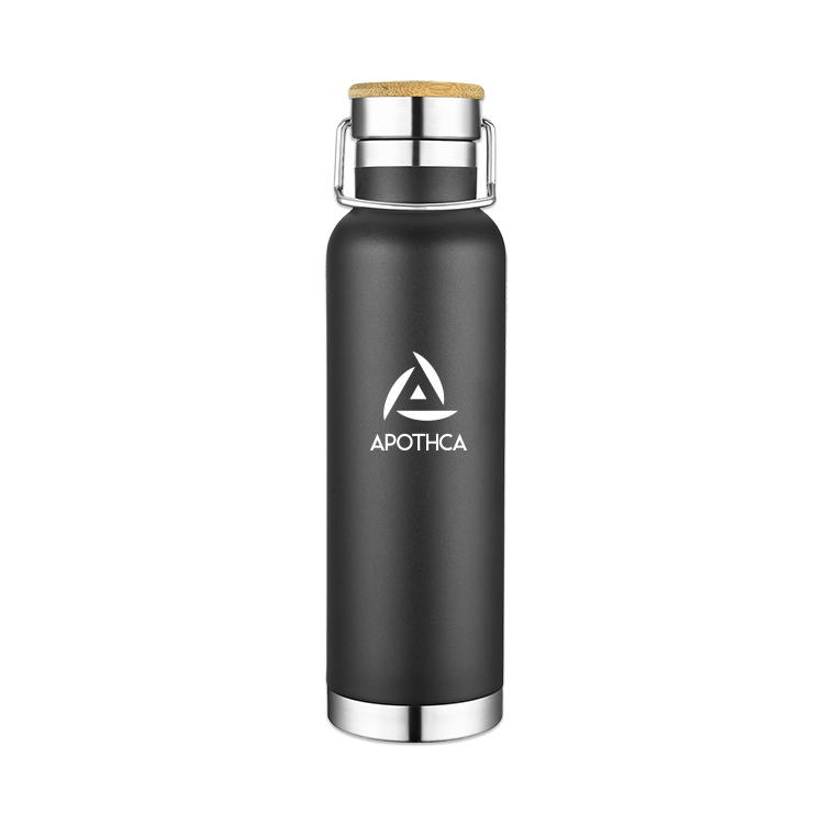 22 Oz. Double Wall Vacuum Bottle with Bamboo Lid, custom water bottle with logo imprint 7
