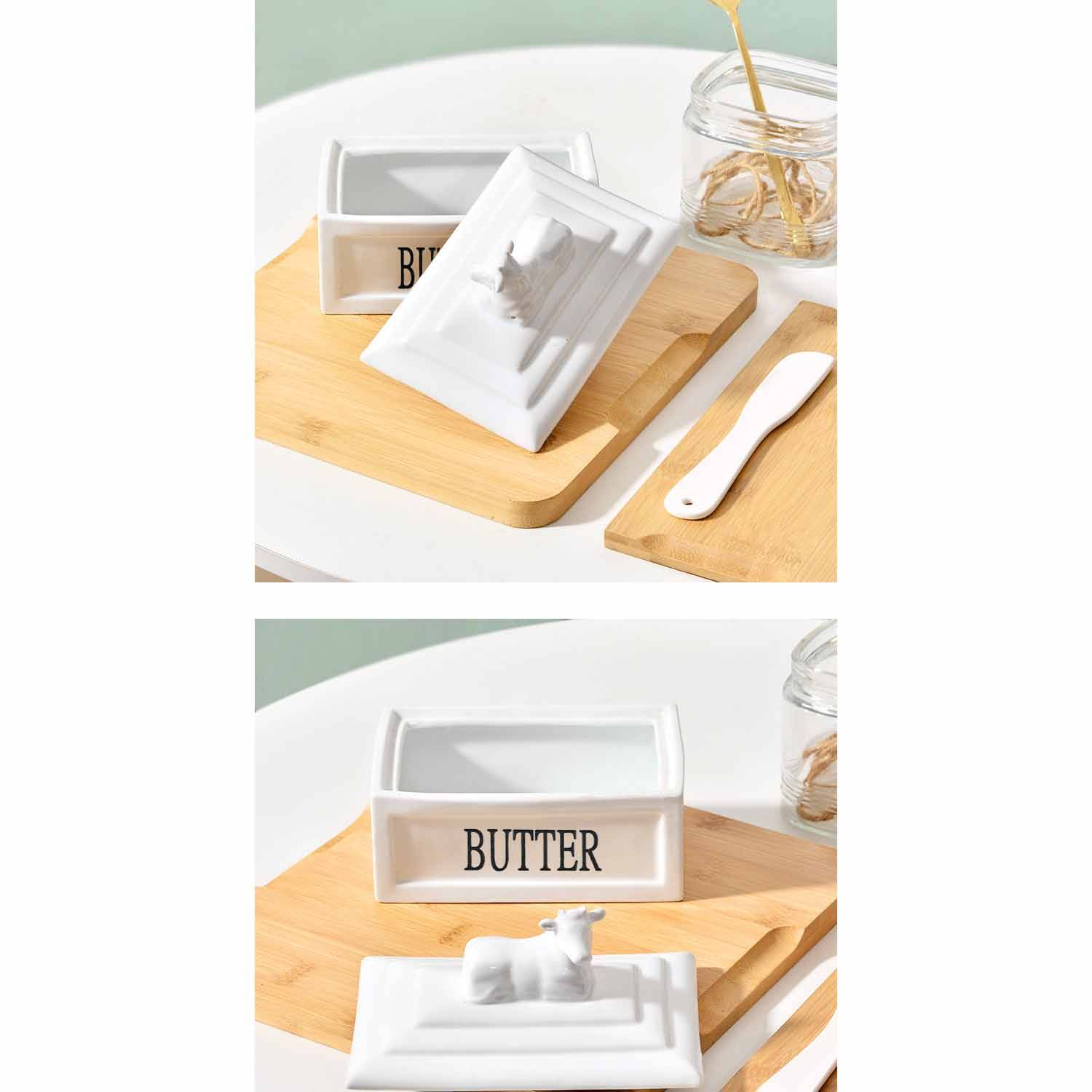 6OZ Ceramic butter cup with lid cheese sealed box 3