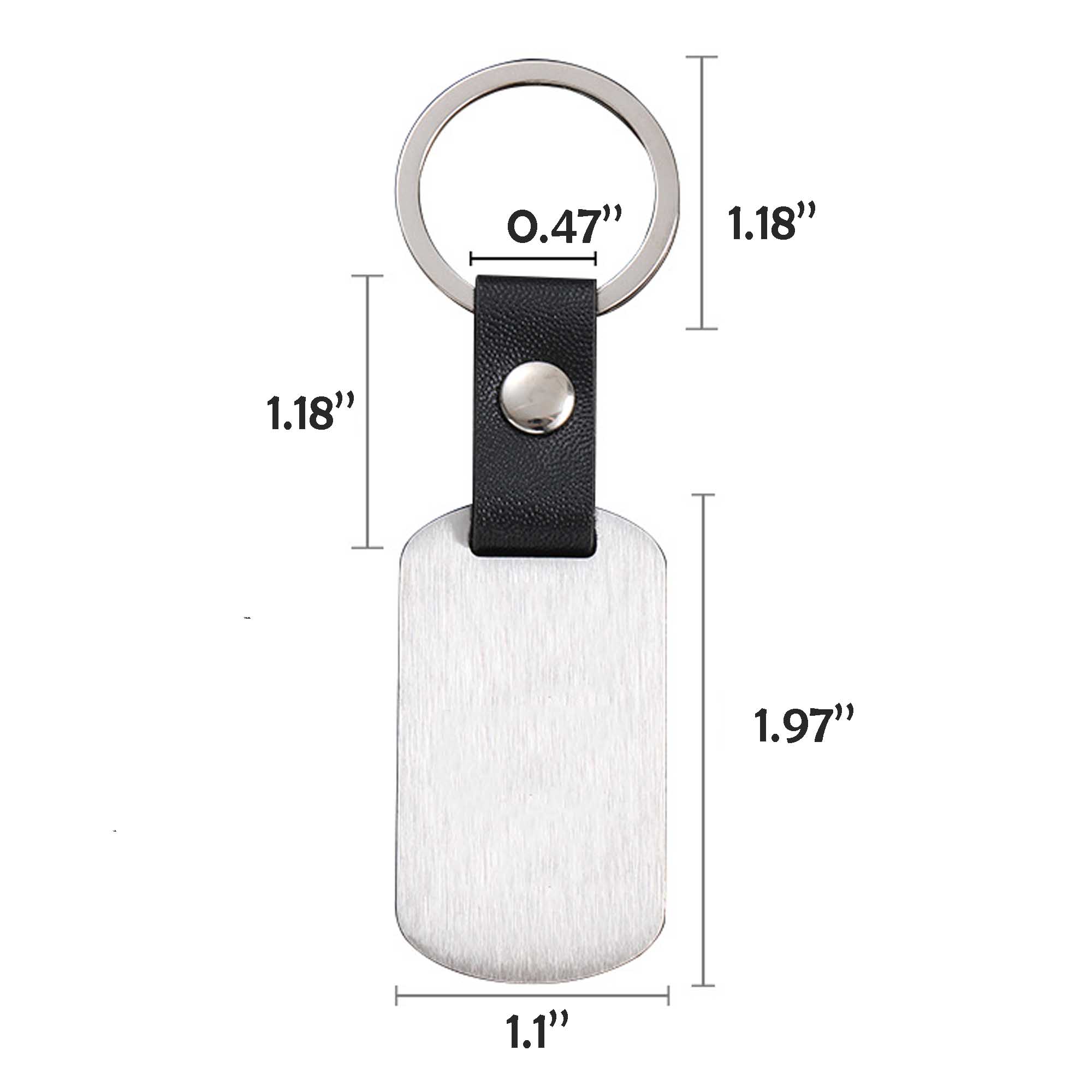 Metal Plate Rectangular Leather Keychains 2