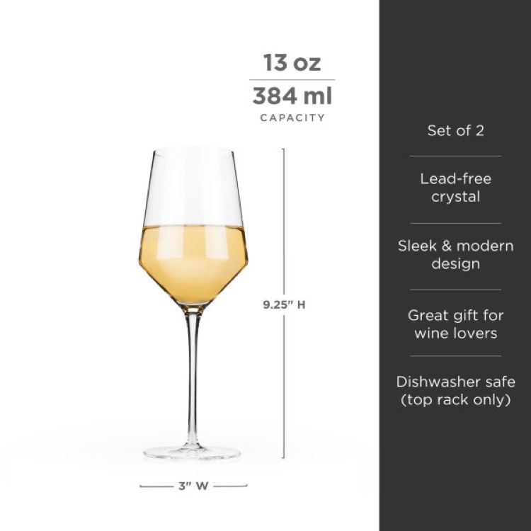 Viski® Raye Angled Crystal Chardonnay Glass, set of 2 3