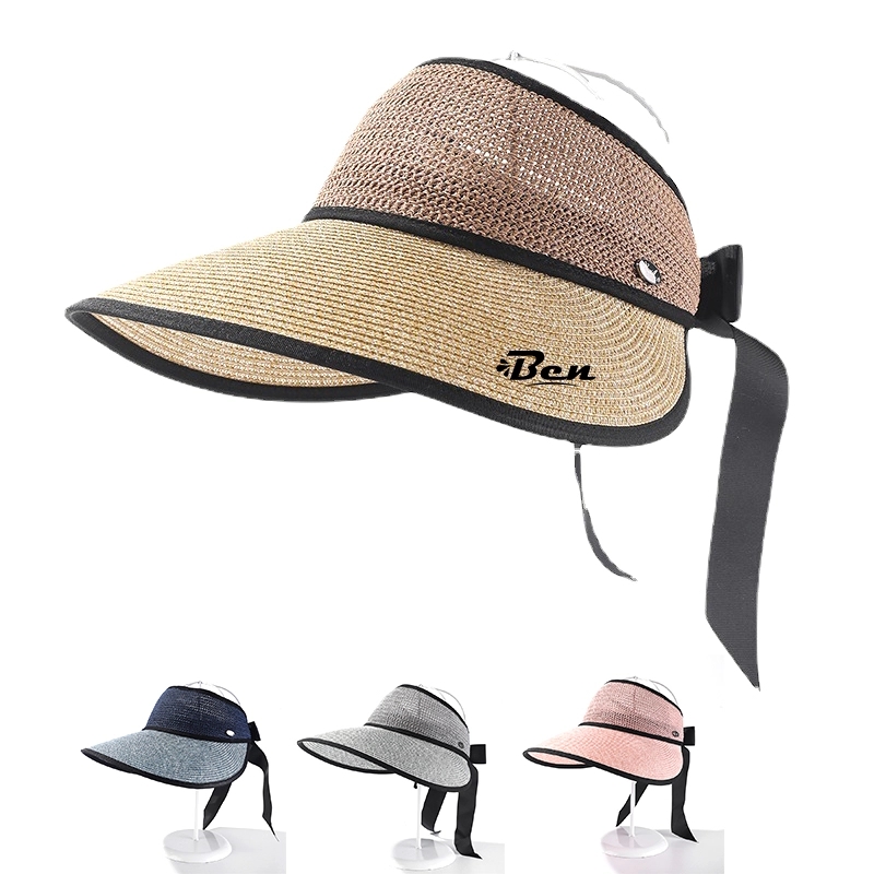 Straw Visor For Women Wide Beach Sun Hats Uv Protection 2