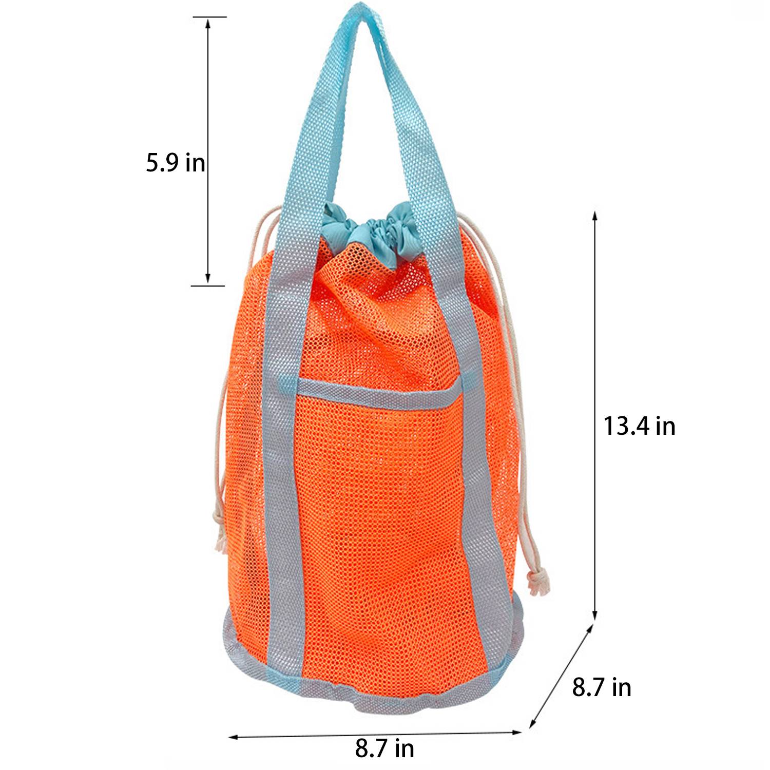 16L Polyester Mesh Beach Drawstring Bag 2