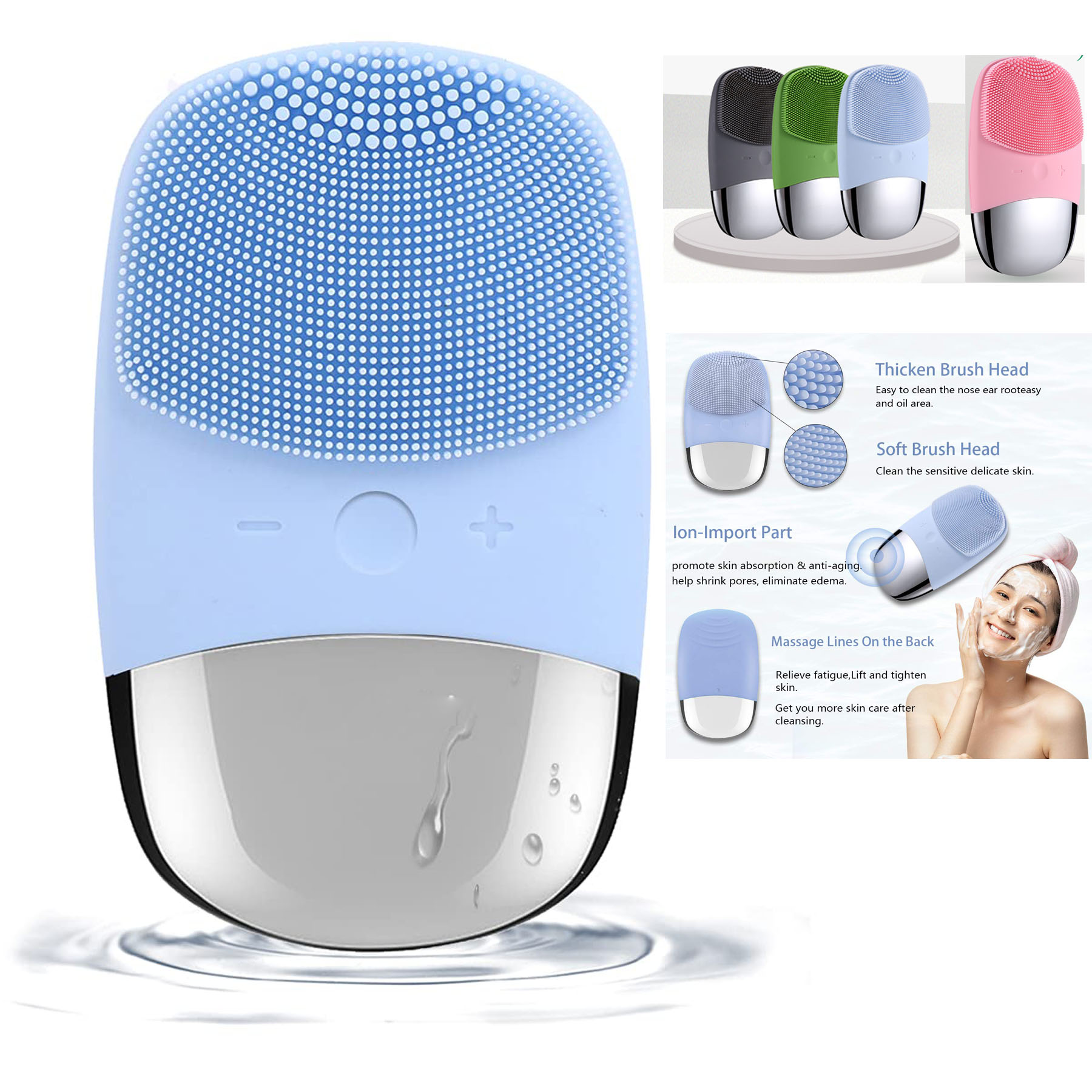 3-in-1 Electric Silicone Face Scrubber Vibrating Massager
