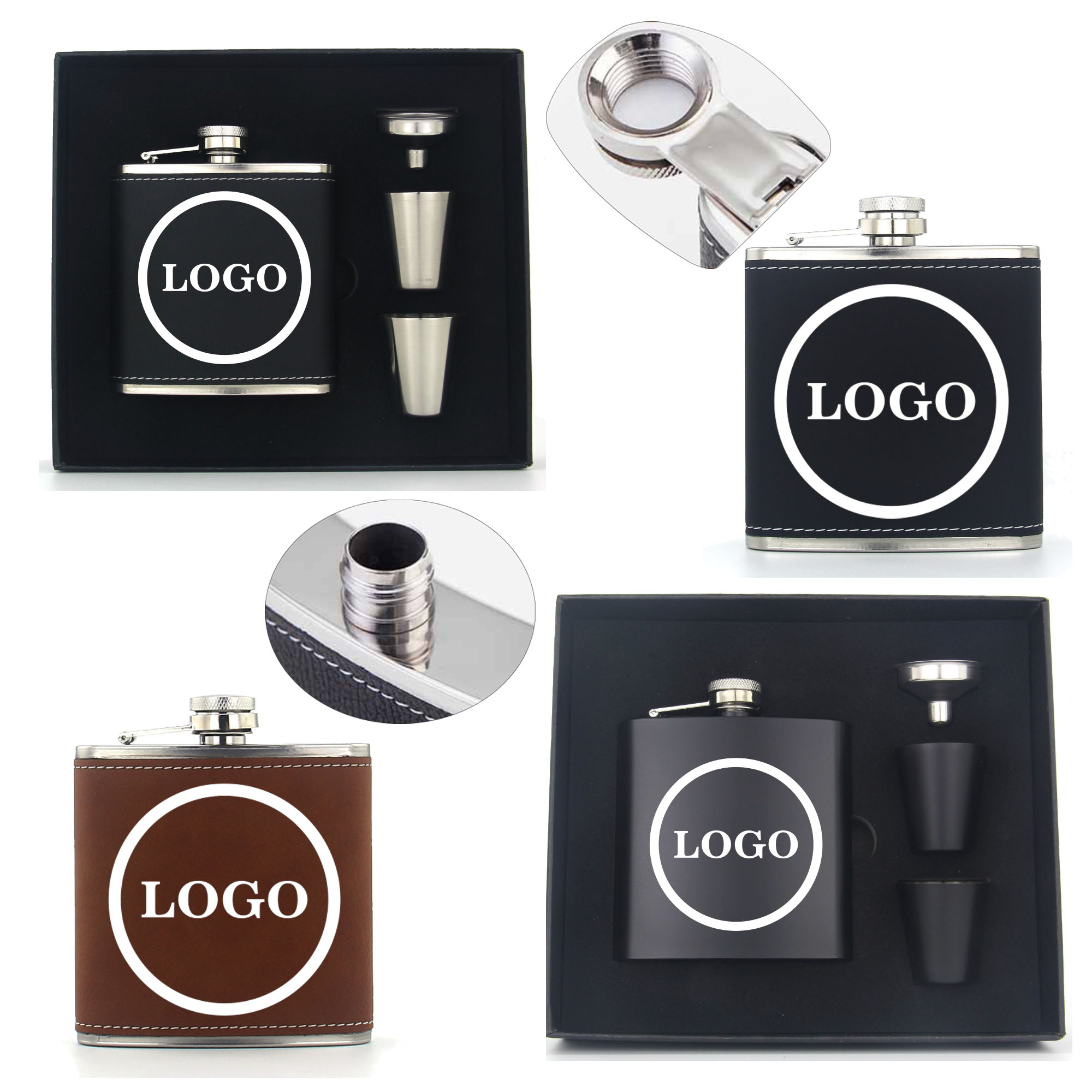 6OZ Stainless Steel Small Wine Bottle Gift Set, custom water bottle with logo imprint 2