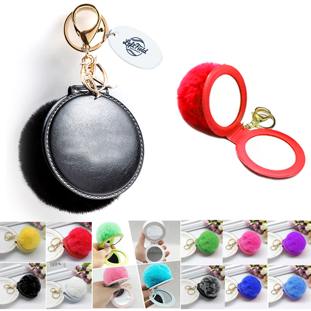 Pom Mirror Keychain With Printed Tag 1