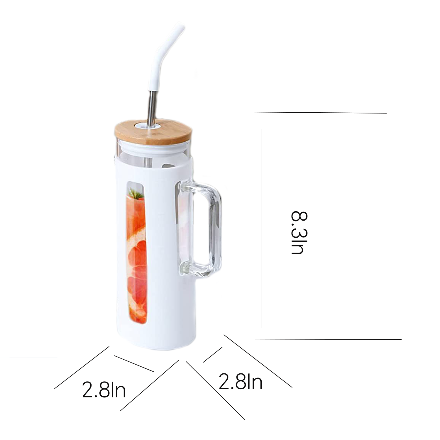 20oz BPA Free Glass Straw Tumbler w/ Handle 4