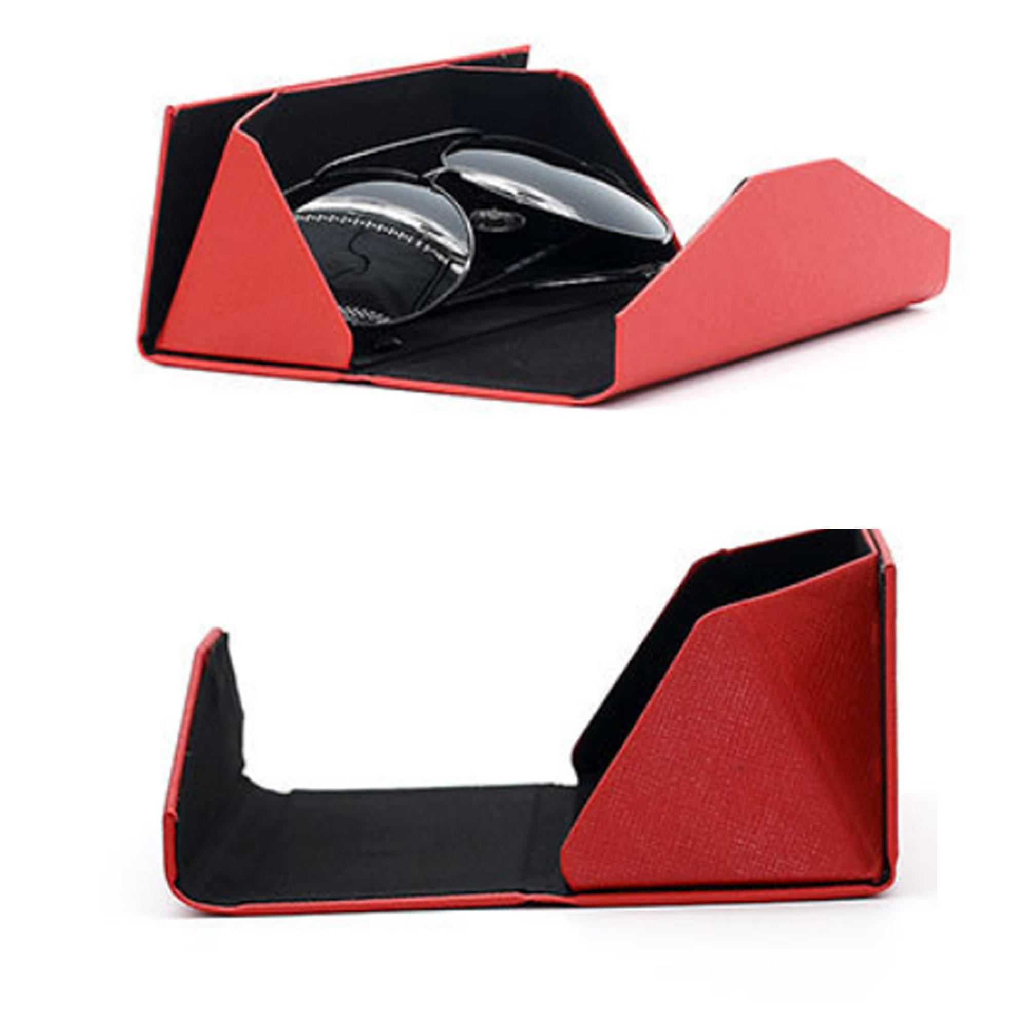MOQ 50 PCS Practical Foldable Leather Eyeglasses Case 2