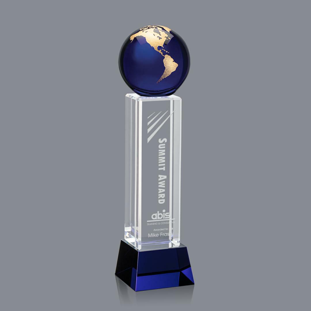 Luz Globe Award on Base - Blue/Gold 5