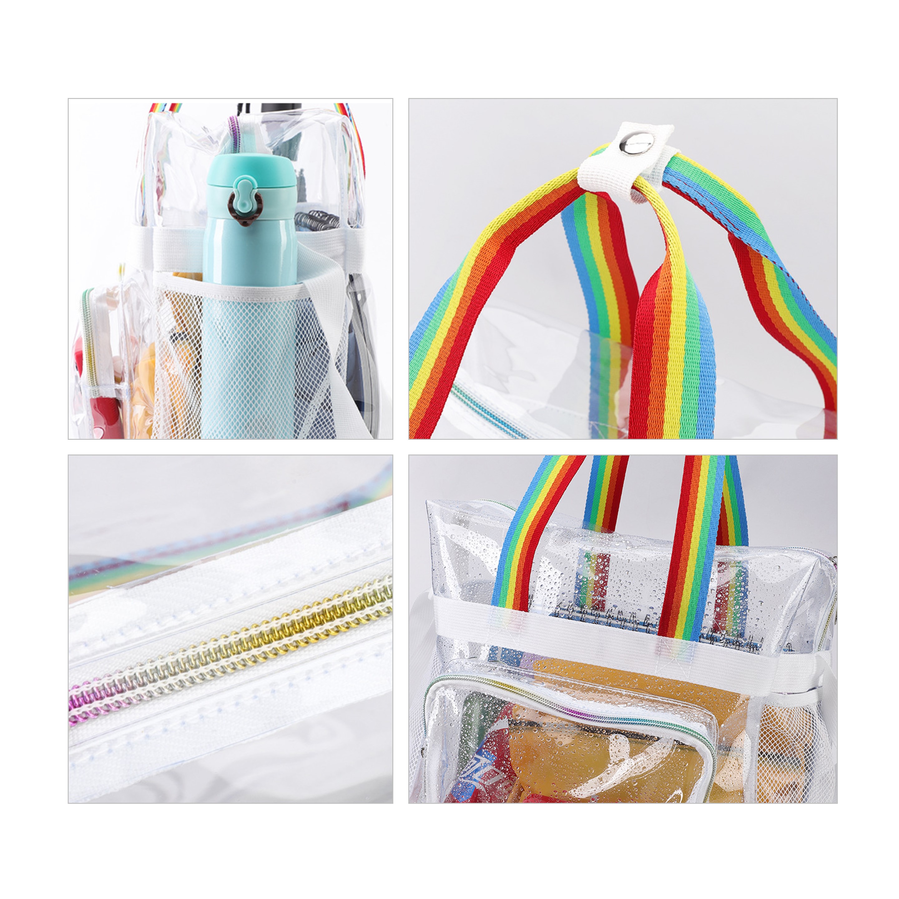 Clear Tote Bag with Rainbow Strap (direct import) 5