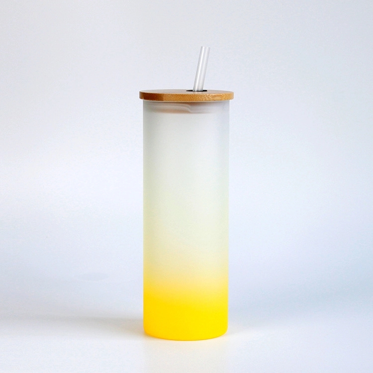 18Oz Bamboo Covered Frosted Glass Cup 7
