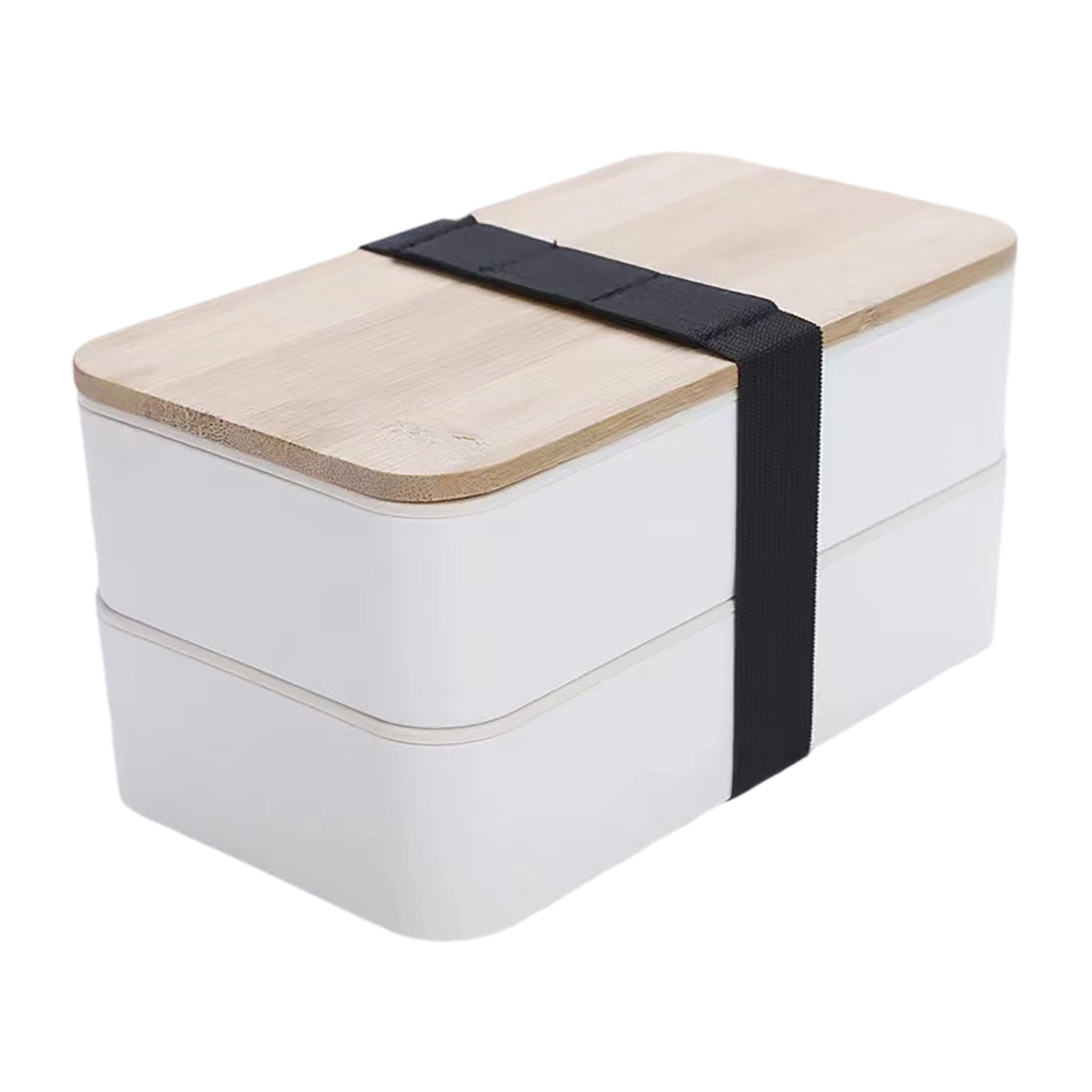 PP Plastic Bento Lunch Box With Bamboo Lid Two Layer Storage 7.5" Length 3