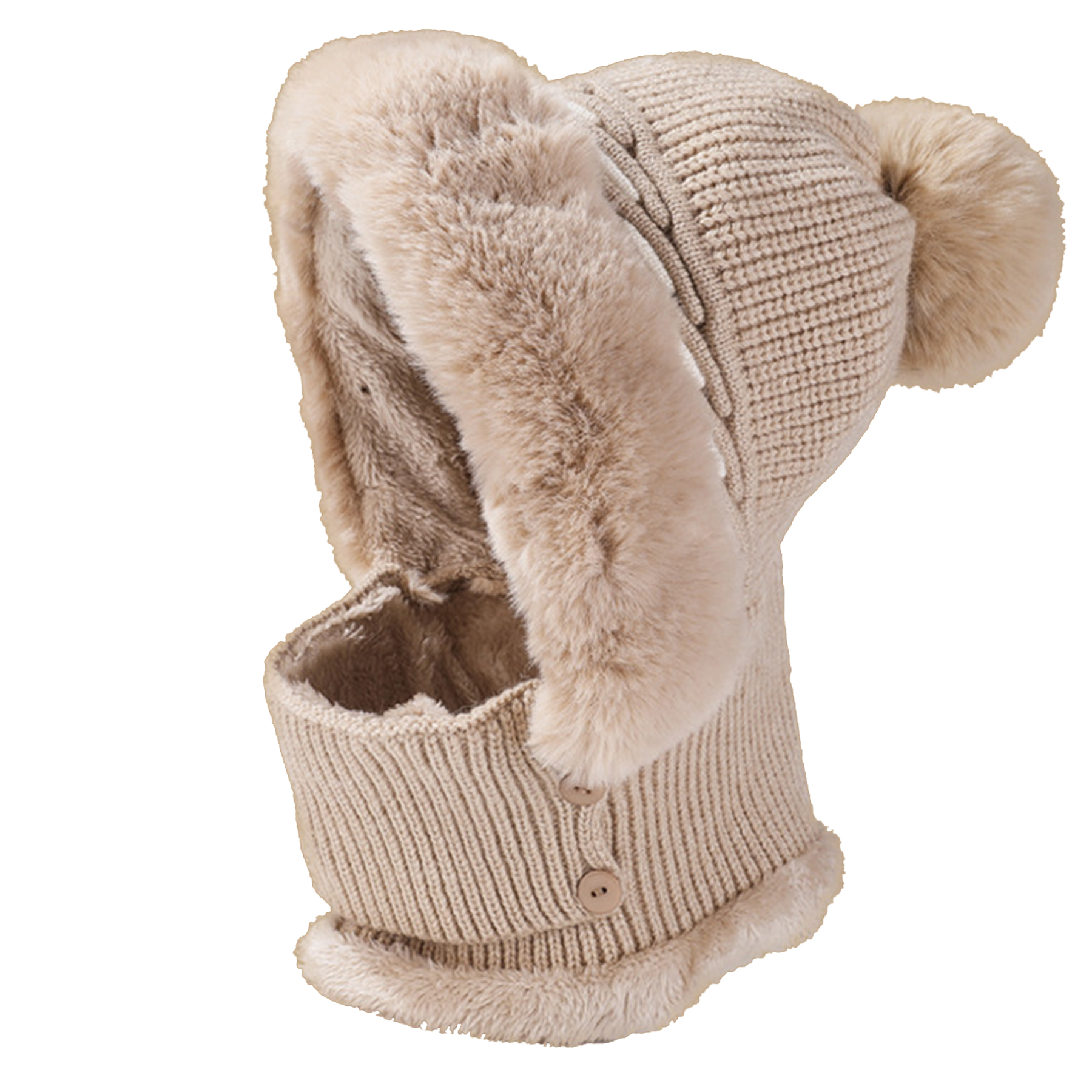 Winter Warm One Piece Fleece Hats Scarf Mask Knitted Hat 3
