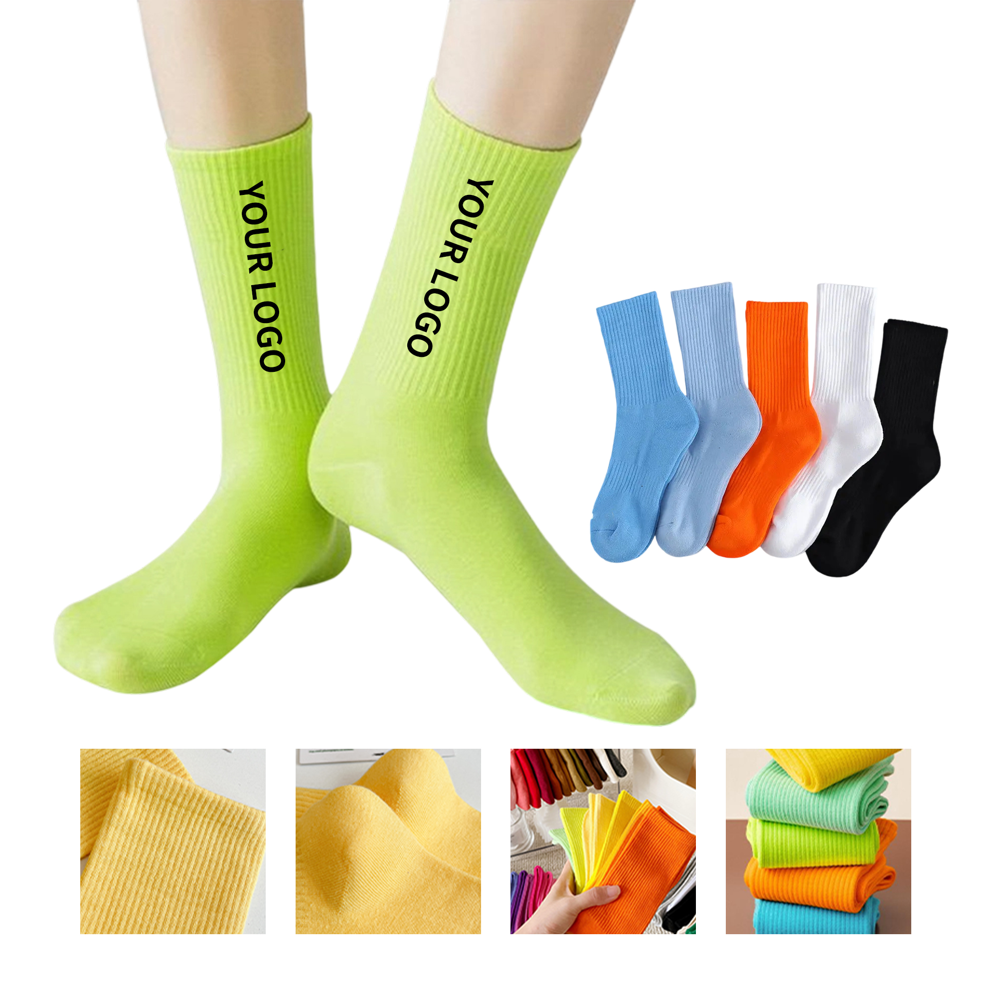 Cotton Mid Tube Sock With Moisture Wicking Breathable Design 7.87" X 3.35" 1