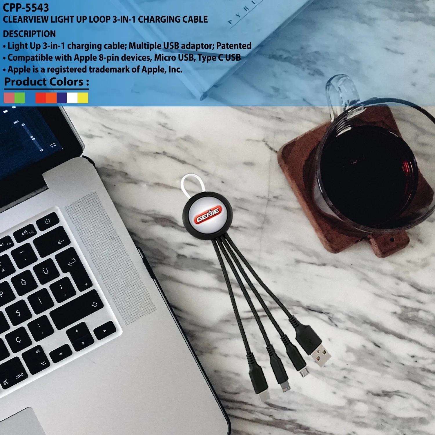 CLEARVIEW LIGHT UP LOOP 3-IN-1 CHARGING CABLE 26