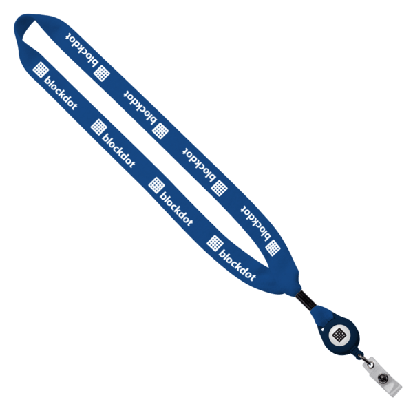 3/4" Cotton Lanyard with Metal Crimp & Retractable Badge Reel 30