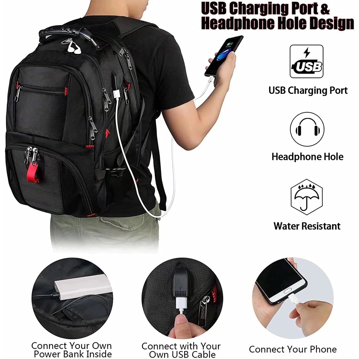 50L Large Capacity Travel Waterproof Bag Laptop Backpacks 3