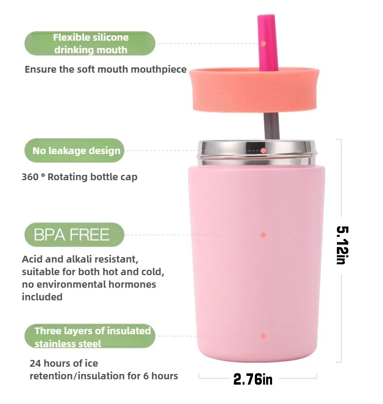 12 oz Stainless Steel Kids Tumbler with Straw 4