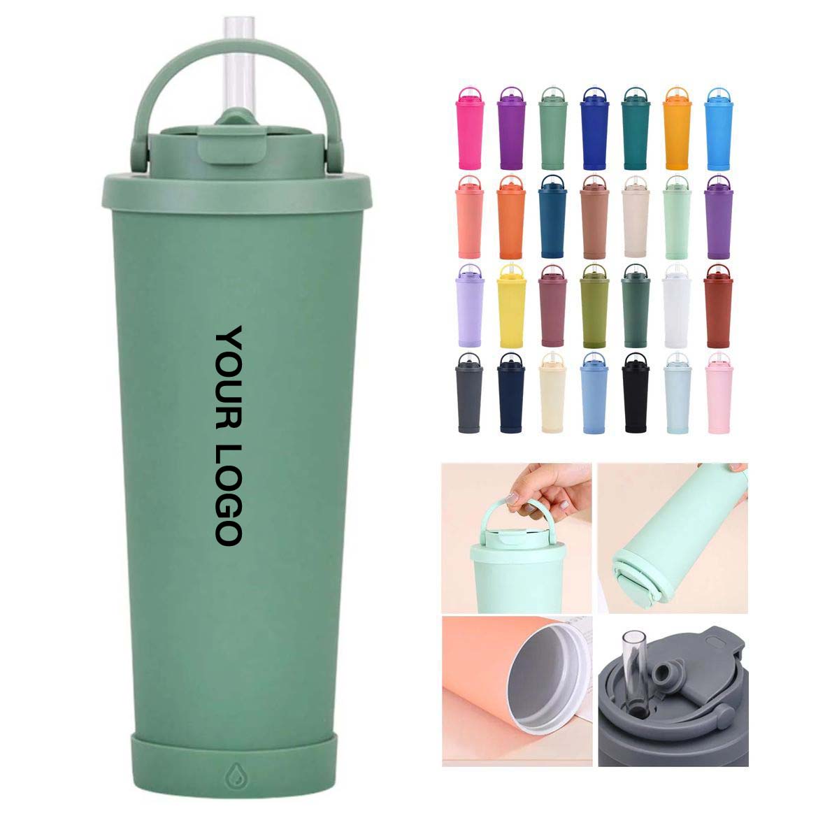28oz Stainless Steel Milk Tea Cup Dual Drinking 27